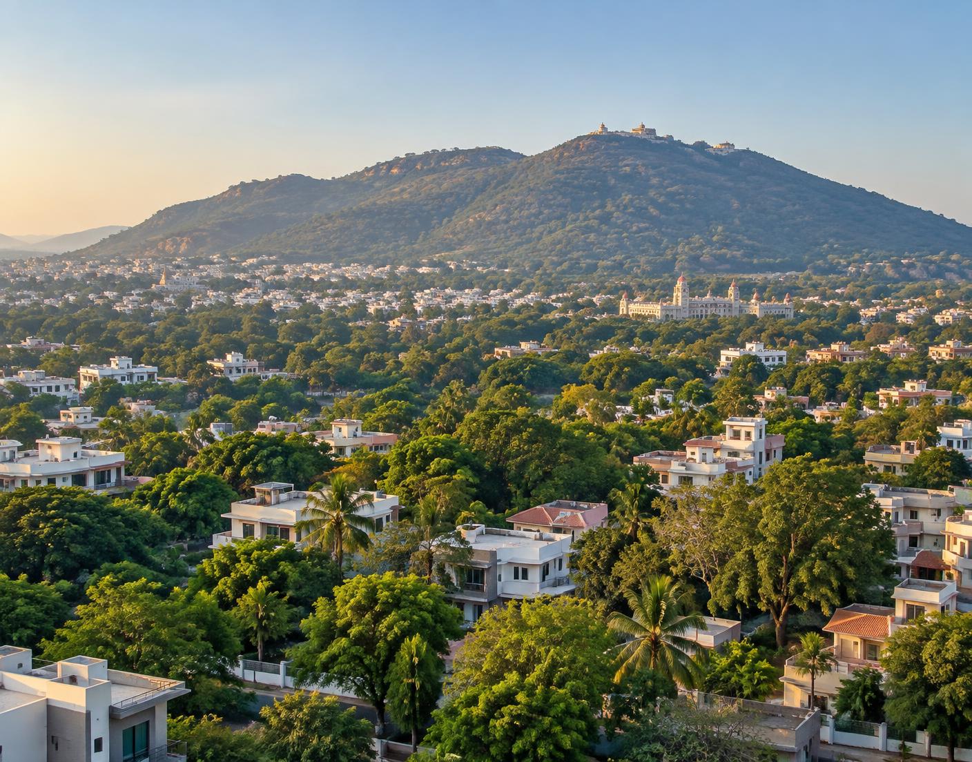 Mysuru’s green cityscape with Chamundi Hills beyond